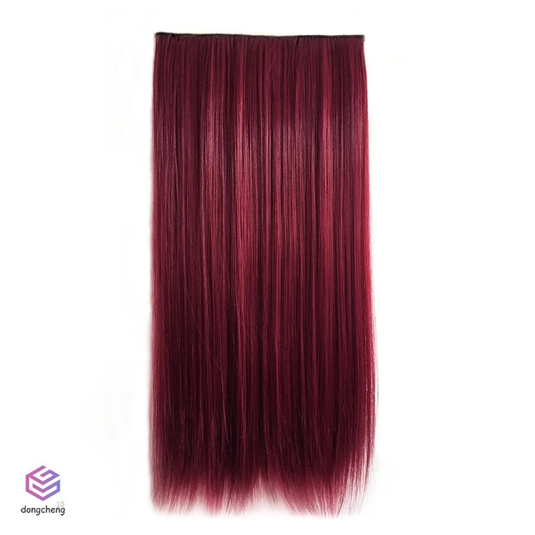 Tóc giả nối dài thẳng tự nhiên màu đỏ rượu vang 60cm có 5 kẹp