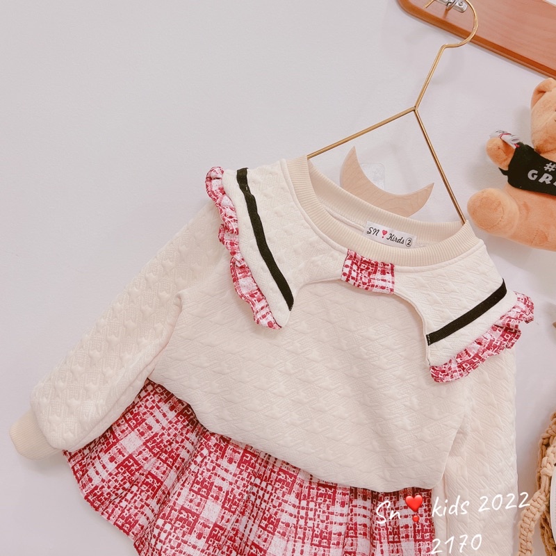 Set áo phối cv caro sn kids cho bé gái