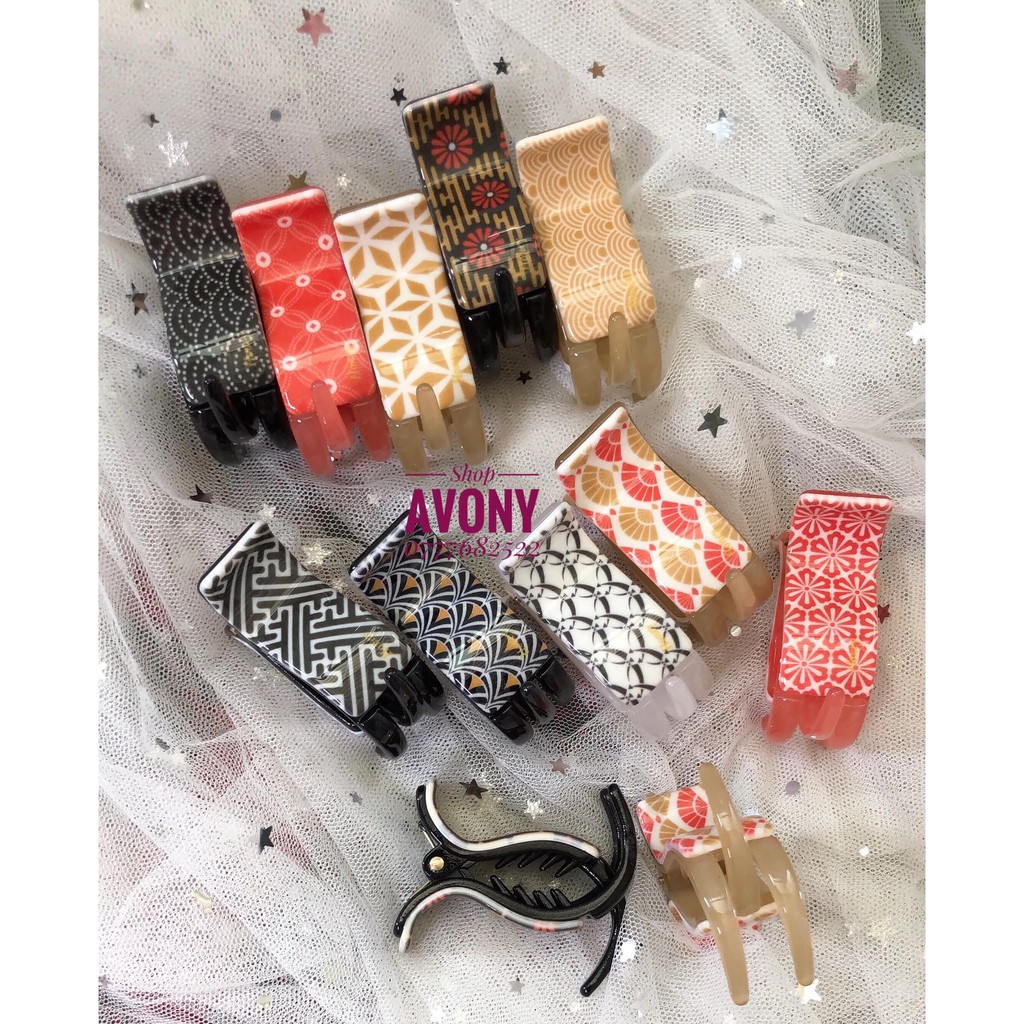 Kẹp tóc càng cua, Cặp tóc 3 răng - 5 răng hoa văn Honey