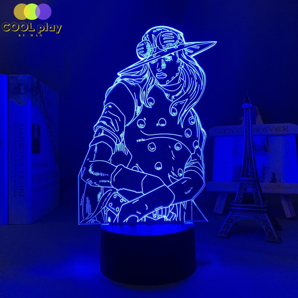 Đèn led 3d Hình Nhân Vật jojo bizarre adventure gyro zeppeli Trang Trí Phòng Ngủ