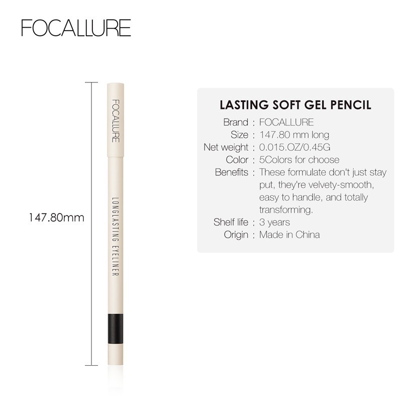 Bút kẻ mắt trang điểm FOCALLURE lâu trôi chống nước tiện dụng 0.45g | BigBuy360 - bigbuy360.vn