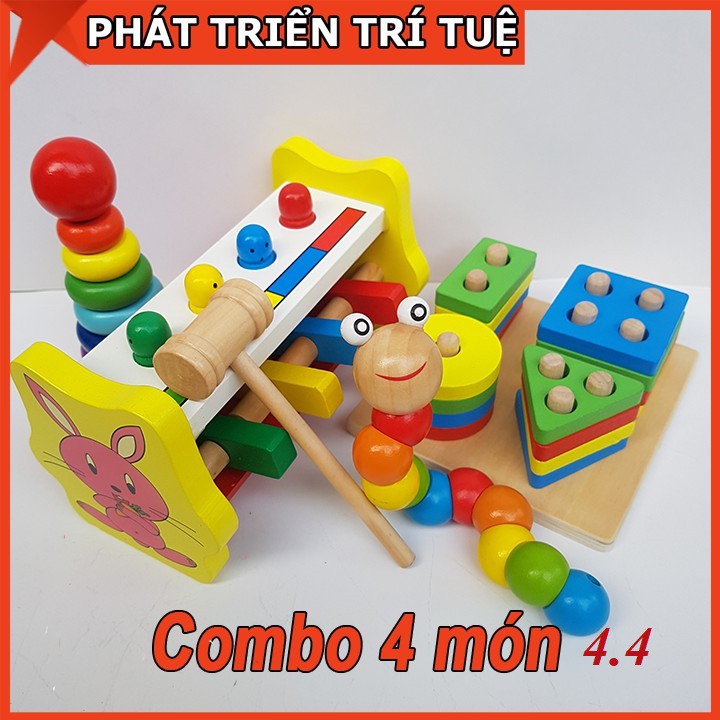 COMBO ĐỒ CHƠI TRÍ TUỆ THÔNG MINH CHO BÉ- ĐỒ CHƠI GỖ