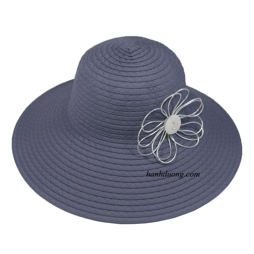 [ NHIỀU MÀU ] Mũ vành rộng 11cm mũ tai bèo nữ nón rộng vành nữ đi biển có gắn hoa với chất liệu vải cotton cao cấp