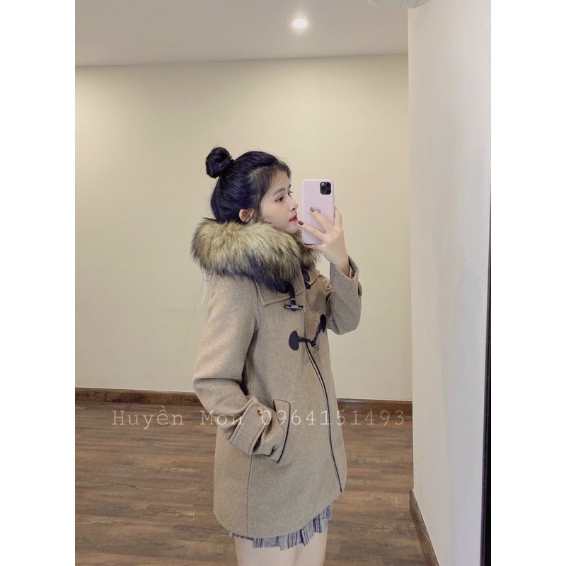 Áo khoác dạ mũ lông 2 khuy hàng chuẩn hãng ivy sz sm