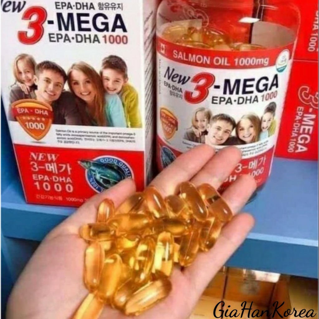 Tinh Dầu Cá Hồi Omega 3 Gia Đình Hàn Quốc Hộp 300 Viên,Giúp cải thiện trí nhớ và tăng cường thị lực