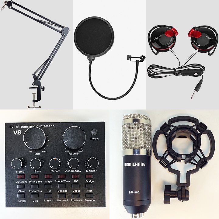 Trọn bộ Micro thu âm BM900 + Soundcard V8 và phụ kiện hát Karaoke, hàng đẹp Smarttnt.vn