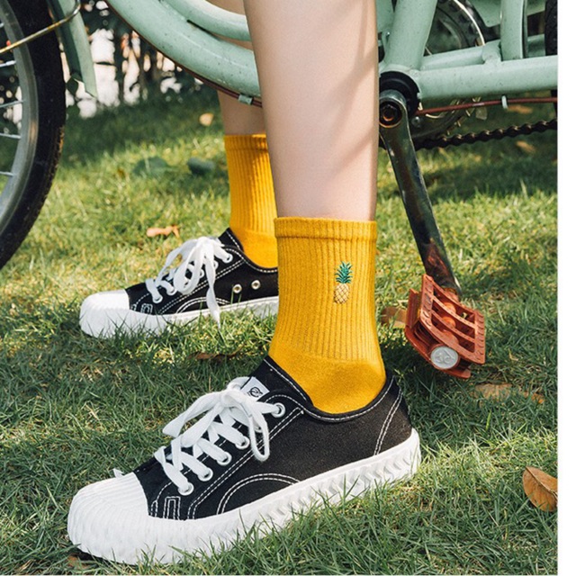 Vớ cao cổ dứa ulzzang, tất cổ cao unisex hình dứa thêu NEKO