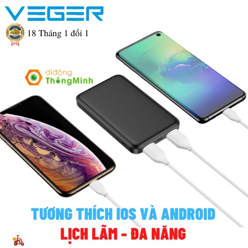 Pin Sạc Dự Phòng Veger Mofit M107 10000mAh - Sạc cùng lúc 3 thiết bị