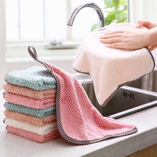 Set 10 khăn lau tay vải mềm viền caro, khăn lau nhà bếp đa năng