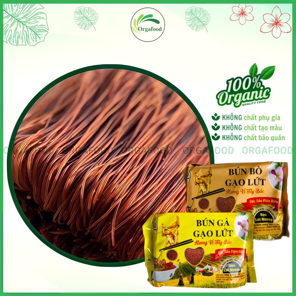 Bún phở gạo lứt ăn liền gói 120g vị bò gà gia vị Tây Bắc siêu tiện lợi