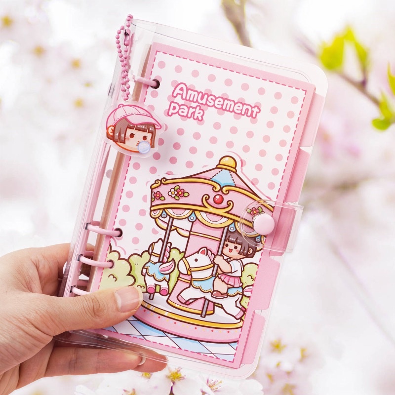 Set sổ planner bullet journal A5 A6 bìa còng binder trong suốt kèm phụ kiện theo chủ đề siêu đáng yêu