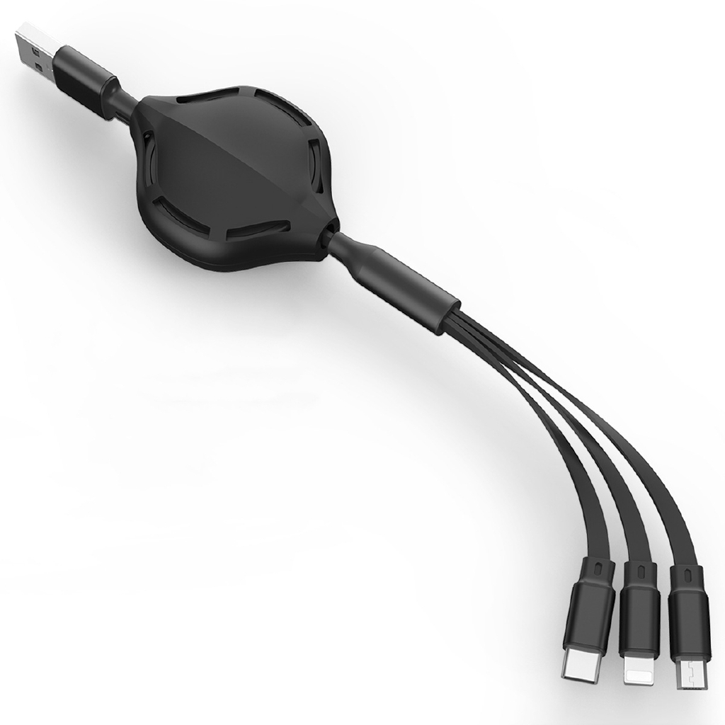 Dây Cáp Sạc Rút Gọn 3 Trong 1 Micro Usb Type C Dài 1m Dành Cho Điện Thoại