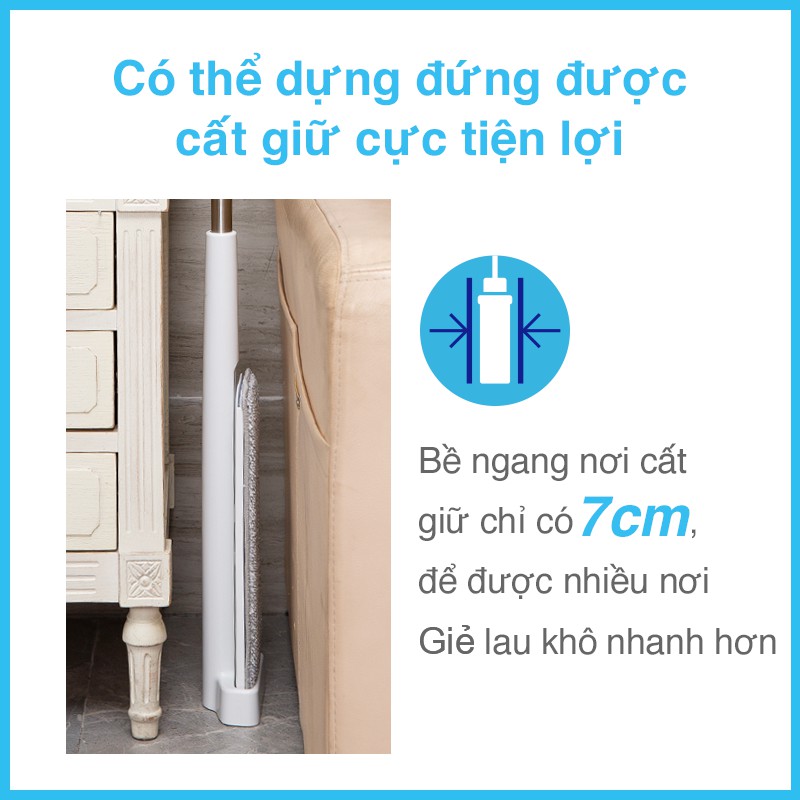 [Tặng bông lau] Cây lau nhà tự vắt phẳng sợi fiber xoay 360 độ thông minh lau sạch nhanh khô MyJae Đài Loan