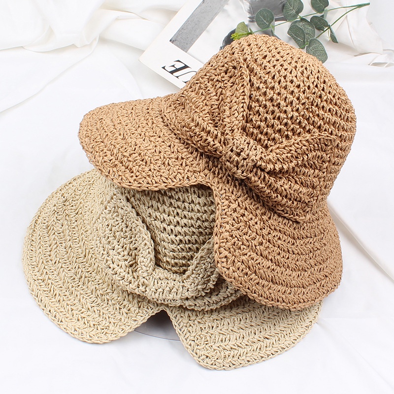 Nón Cói Đi Biển Đan Trơn Đính Nơ Cói L1307 - LoanTay