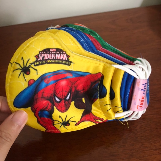 [Set 5 cái] Khẩu Trang Vải Em Bé Cao Cấp Spider Men từ 3-7 tuổi