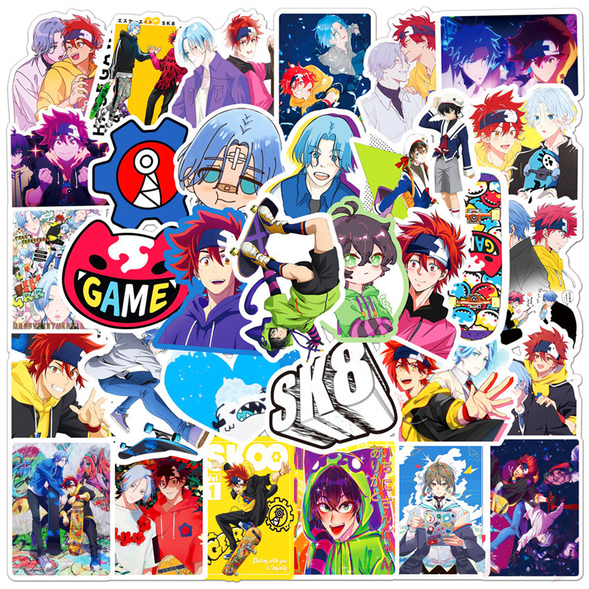 Set 50 nhãn dán hoạt hình SK8 the Infinity dòng 1 SK∞S anga Hasegawa hỗn hợp chống nước thời trang DIY