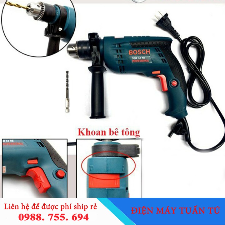 Máy khoan bê tông Đức - Máy khoan Bos đầu 13mm - Máy khoan bosch 13RE Đức