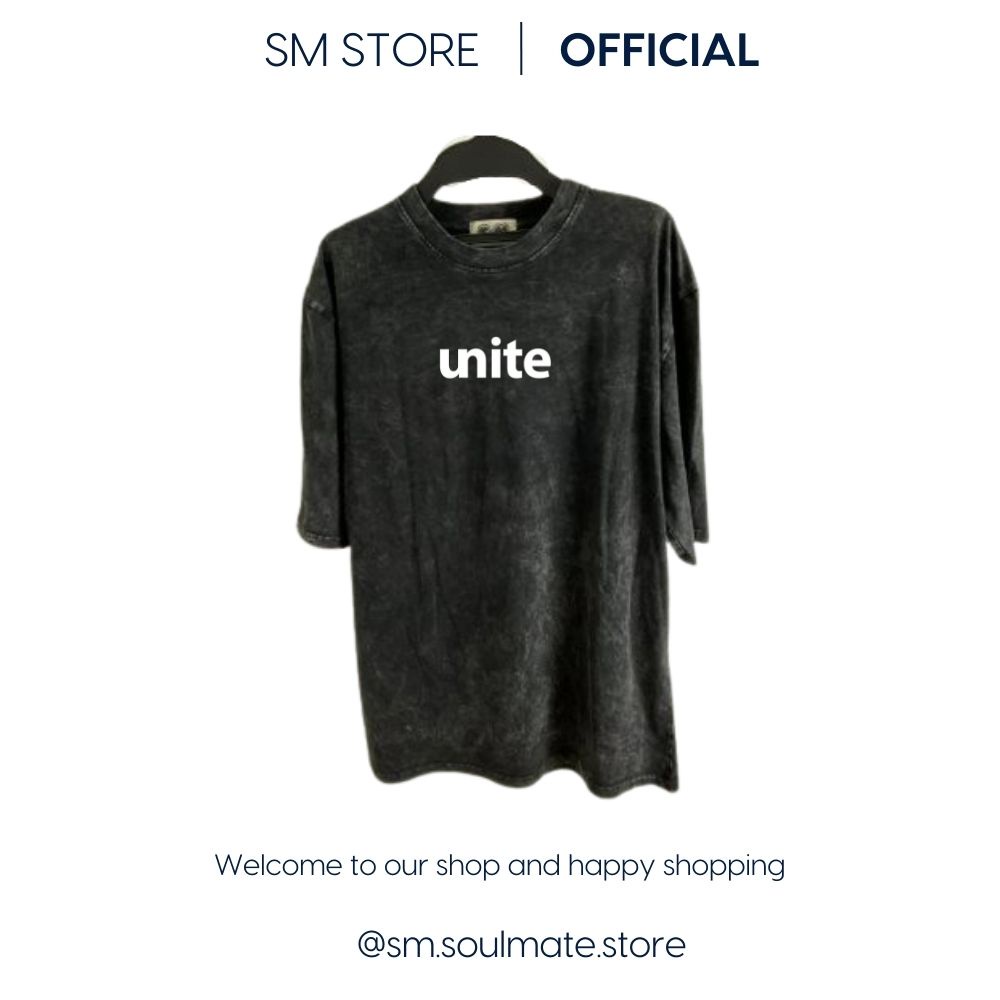 Áo thun in chữ Unite cổ tròn unisex nam nữ form oversize chất liệu cotton Soulmate Store – SMAT.03.3