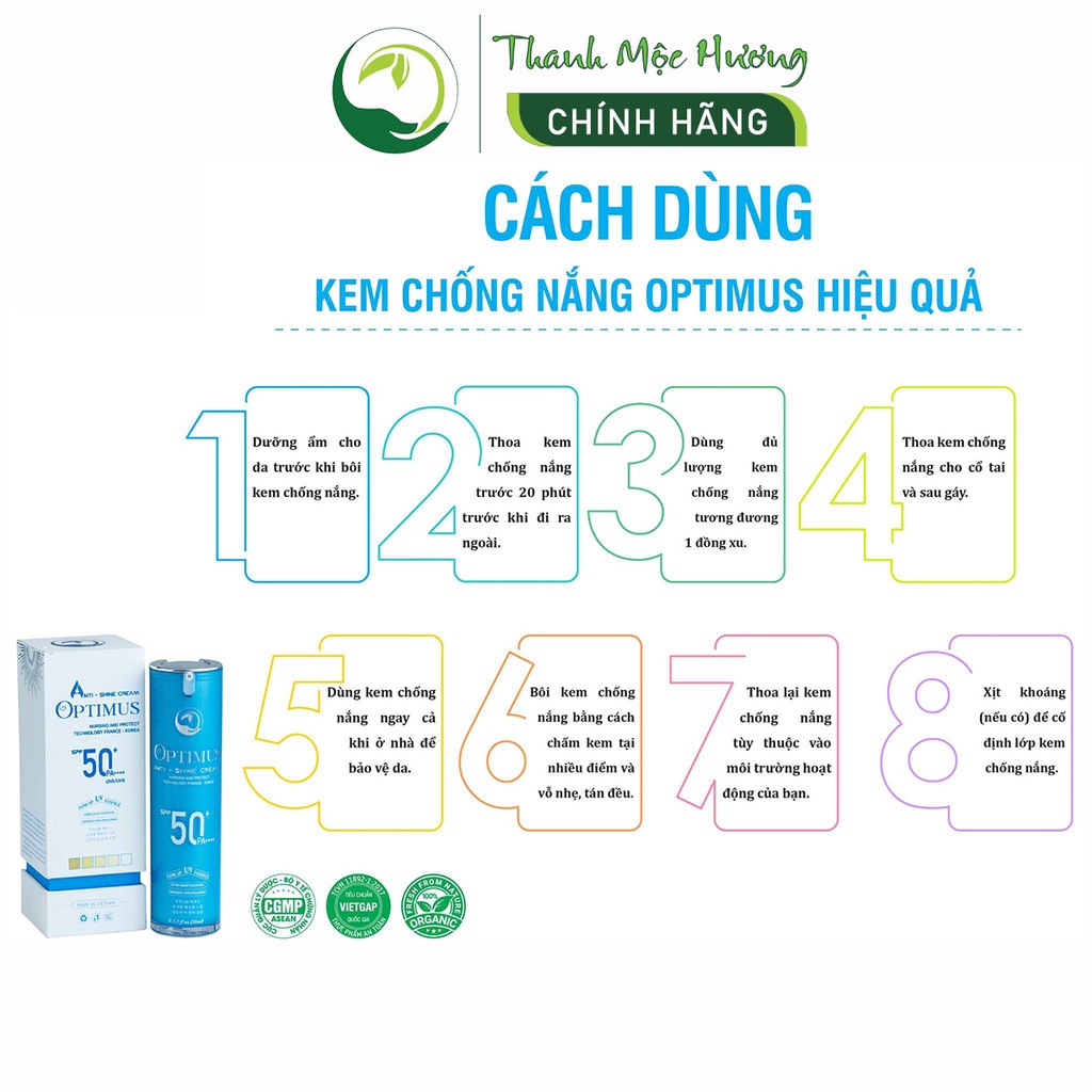 Kem chống nắng Optimus Thanh Mộc Hương dưỡng trắng bảo vệ da 50ml