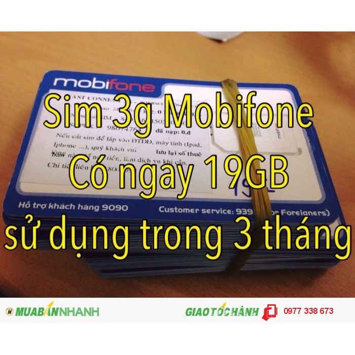 SIM 3G 19GB SÀI 3 THÁNG