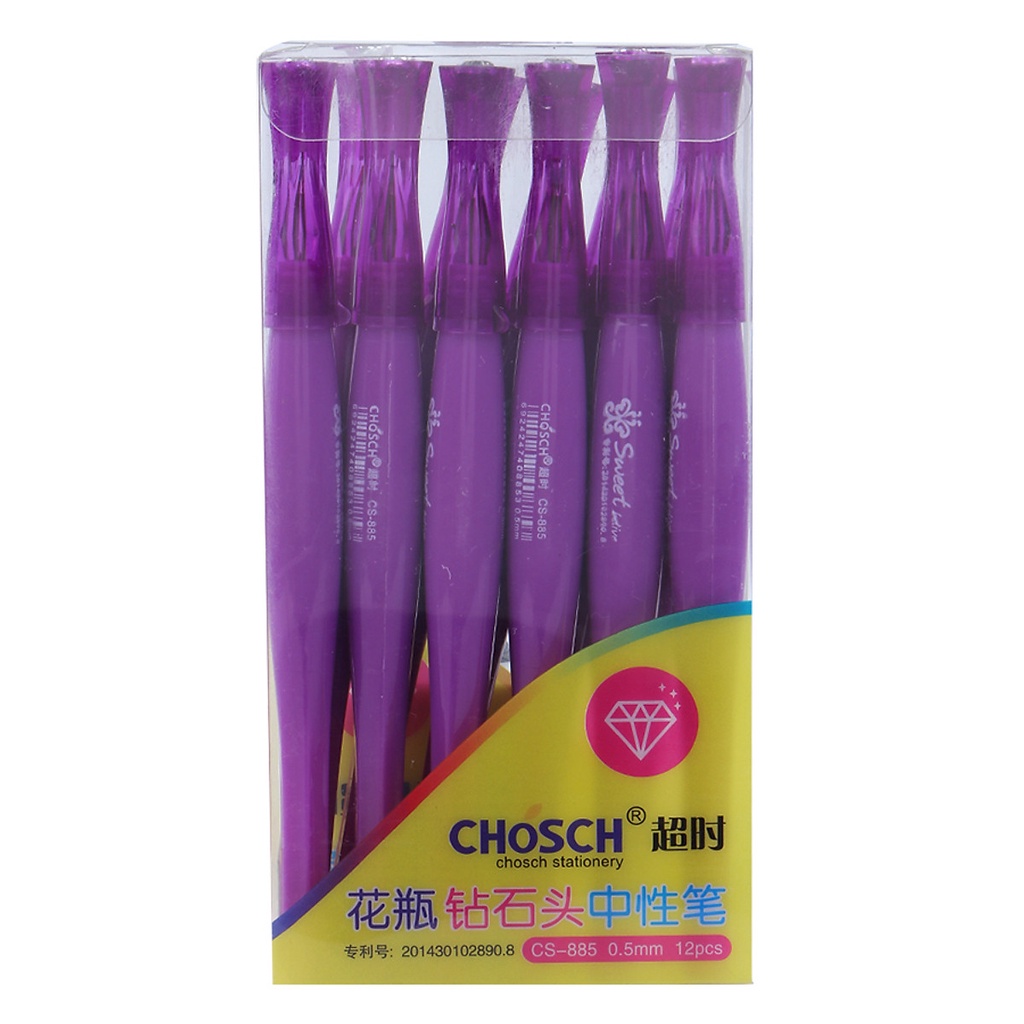 Hộp 12 Cây Viết Kim Cương Mực Tím Ngòi Siêu Đẹp 0.5mm