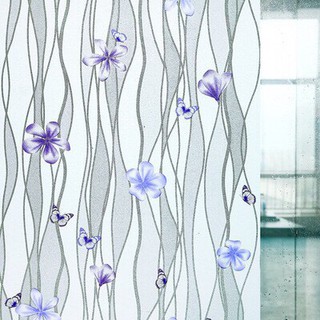 Decal 1m pvc giấy dán kính mờ – hoa bướm tím nâu kk076