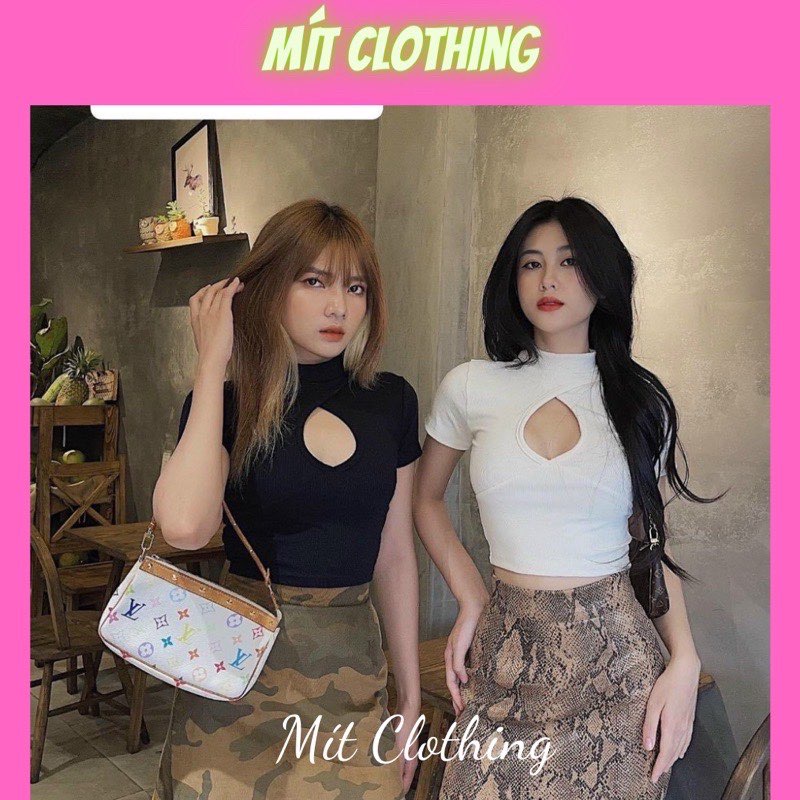 Áo Kiểu Nữ,Áo Crotop Tay Ngắn Khoét Ngực Hình Giọt Nước Chất Thun Gân Cực Sexy Mẫu Mới