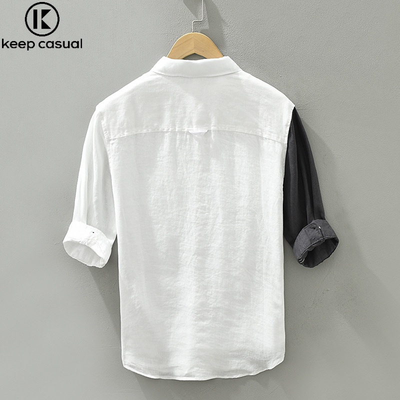 Áo Sơ Mi Linen Tay Lửng Phong Cách Nhật Bản Thời Trang Mùa Hè Cho Nam