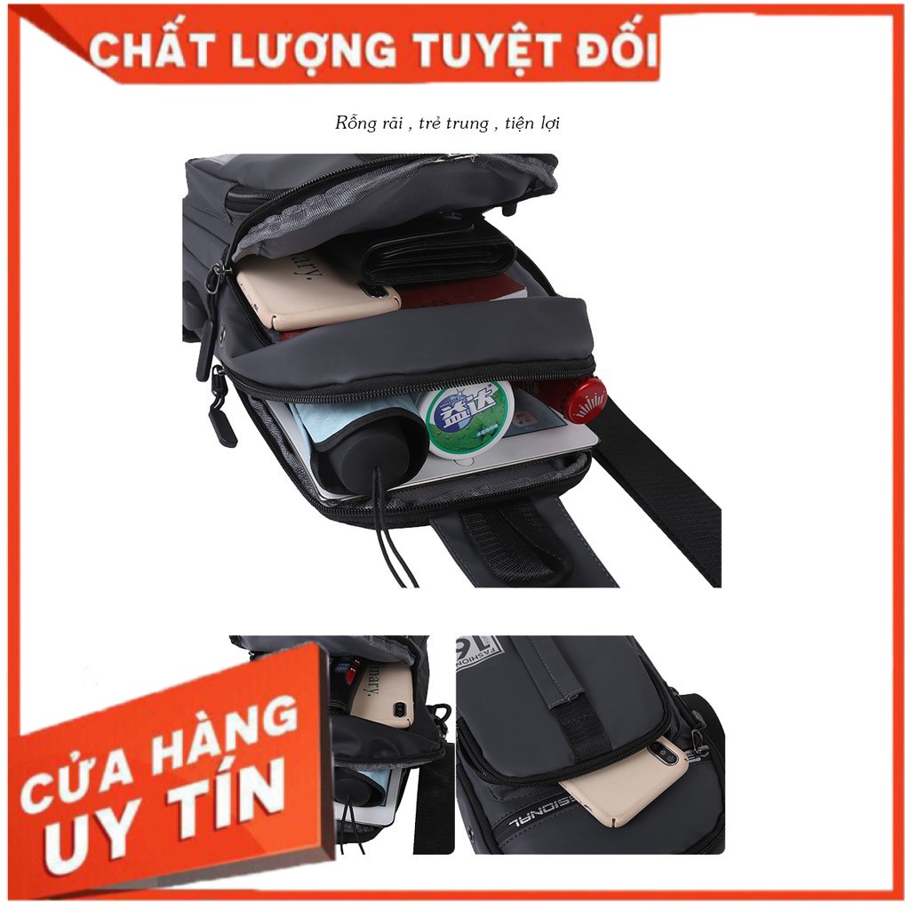 Túi đeo chéo nam Fashion 16 vải Polyester cao cấp kháng nước, tích hợp cổng sạc USB tiện dụng