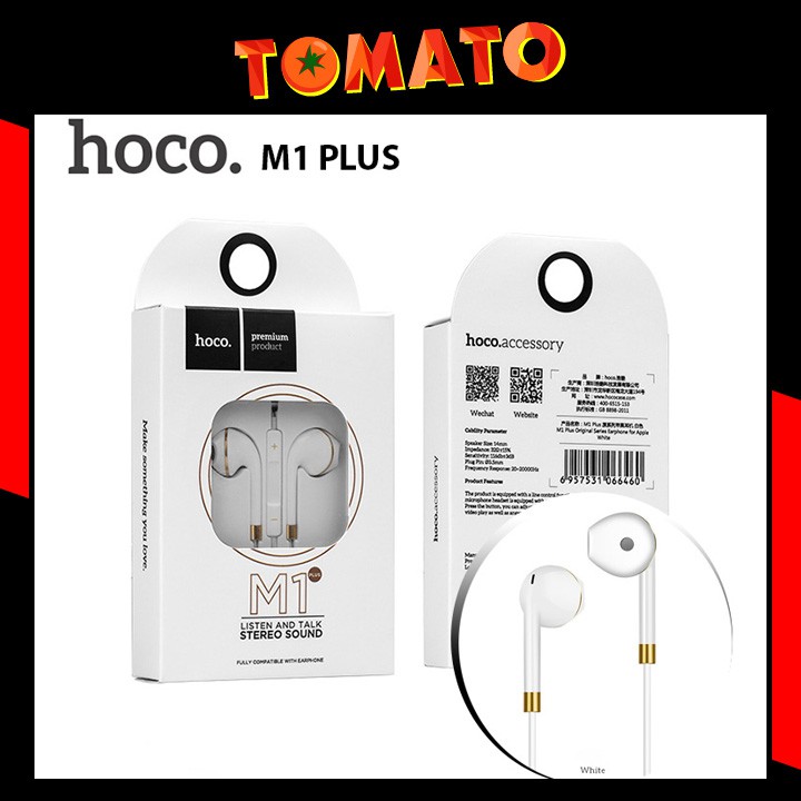 Tai Nghe Hoco M1 Plus Jack 3.5mm , Tai Nghe Chính Hãng Cho IPhone 5/6/6s/6/plus/6s plus - Phụ Kiện Tomato