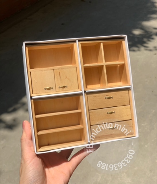 Set tủ 4 chiếc mini cho nhà búp bê