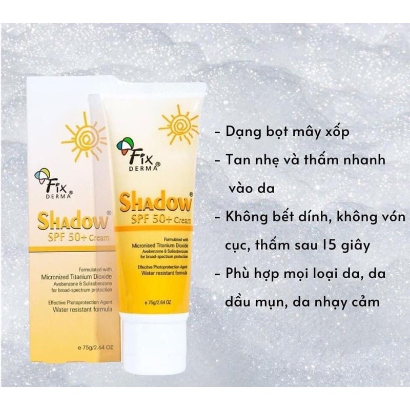 [6/2024-CHÍNH HÃNG PHÒNG KHÁM DA]Kem chống nắng mọi loại da Fixderma SPF 50+ Shadow Cream /  SPF 30+ Gel 75g