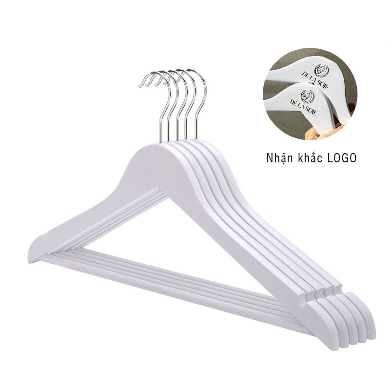 Móc gỗ treo quần áo thanh ngang trắng 44.5cm