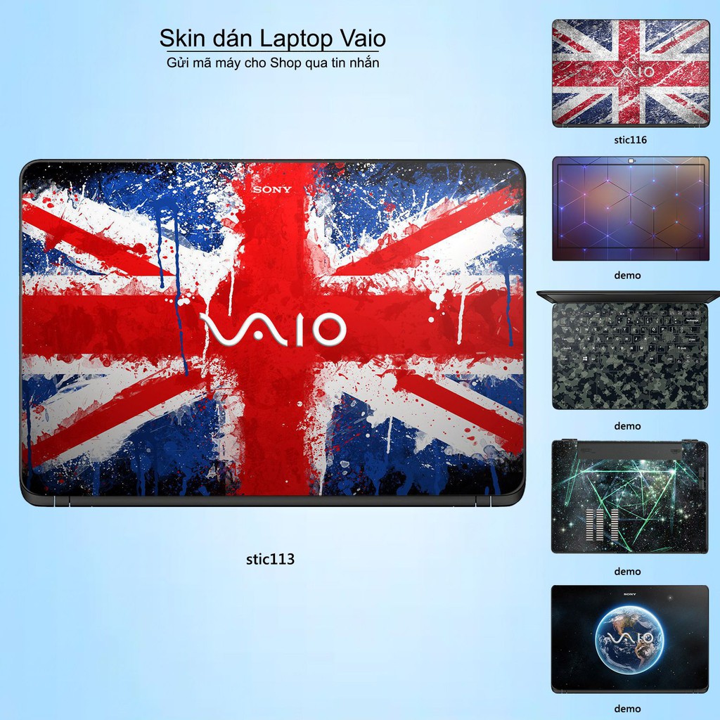 Skin dán Laptop Sony Vaio in hình cờ Anh (inbox mã máy cho Shop)