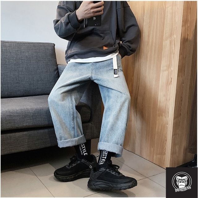 [xả kho lẻ size] Quần jean baggy nam nữ ống rộng màu xanh xám nhạt 2021 | BigBuy360 - bigbuy360.vn