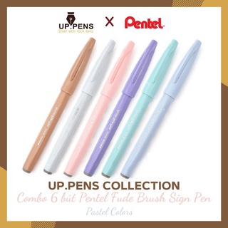 Combo 6 bút brush viết calligraphy pentel sign pen - up.pens collection - pastel colors