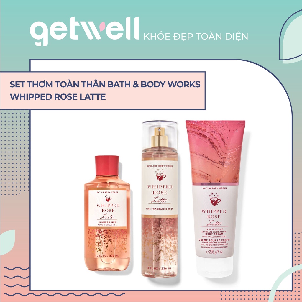 WHIPPED ROSE LATTE  - Tắm Dưỡng Xịt thơm toàn thân Bath & Body Works Fine Fragrance Mist