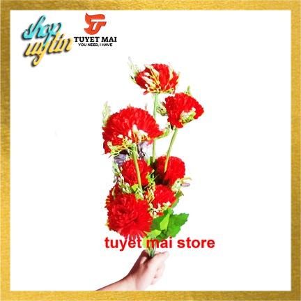 1 cành hoa vạn thọ giả để bàn trang trí tết đẹp 10 bông,hoa giả decor phòng khách, để bàn thờ, đi tảo mộ