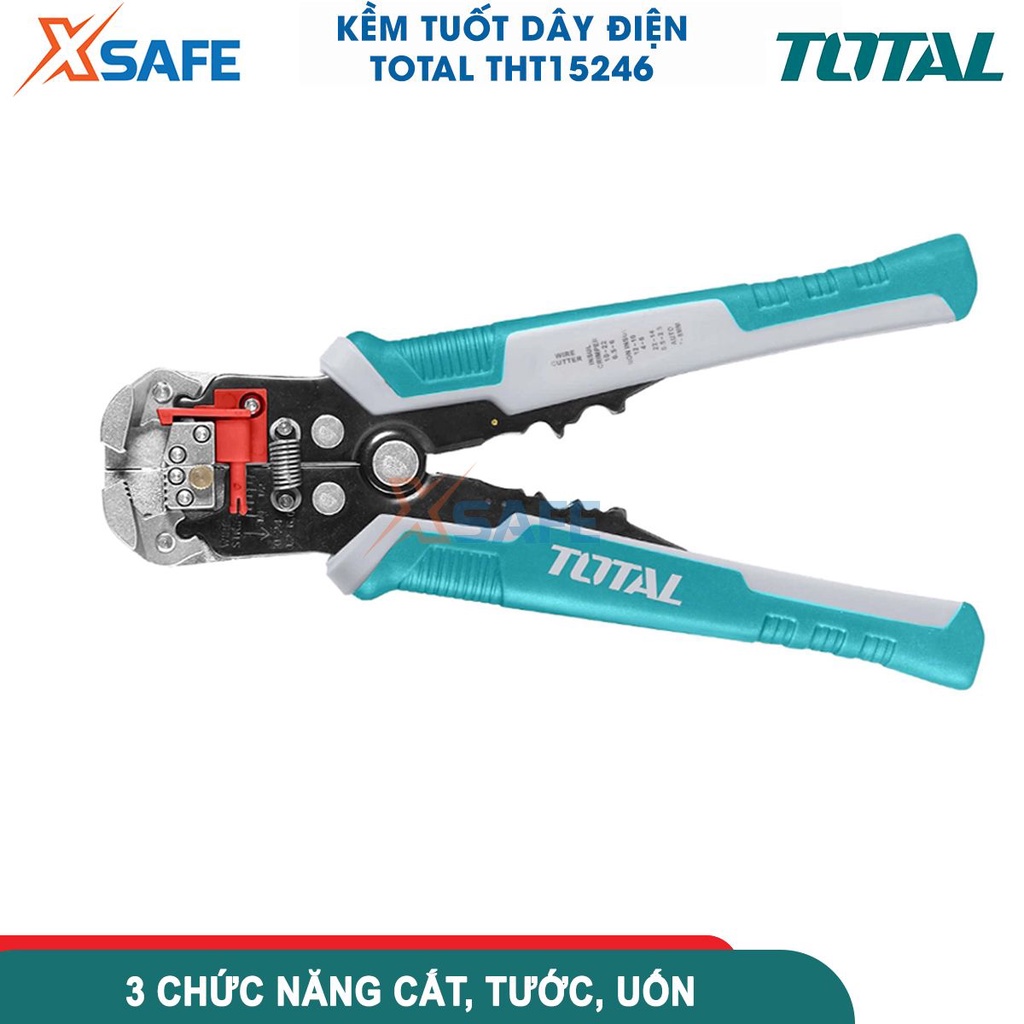 Kìm tuốt dây điện tự động TOTAL THT15246 3 chức năng tuốt, cắt, uốn dây điện đồng và nhôm - [CHÍNH HÃNG][XSAFE]
