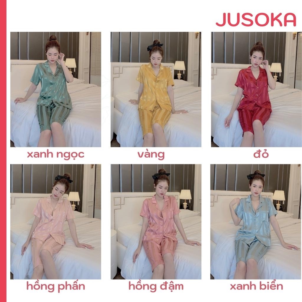 Đồ Bộ Nữ Bộ Lụa Ngủ Pijama Mặc Nhà Quần Lửng Dễ Thương JUSOKA