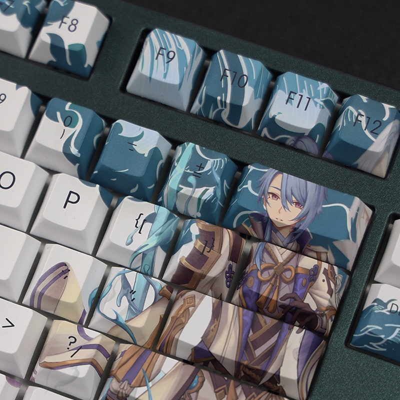 Kamisato Ayato Keycap Cherry Profile Genshin Impact Theme Anime PBT Dye Sub Bàn phím cơ học Keycap