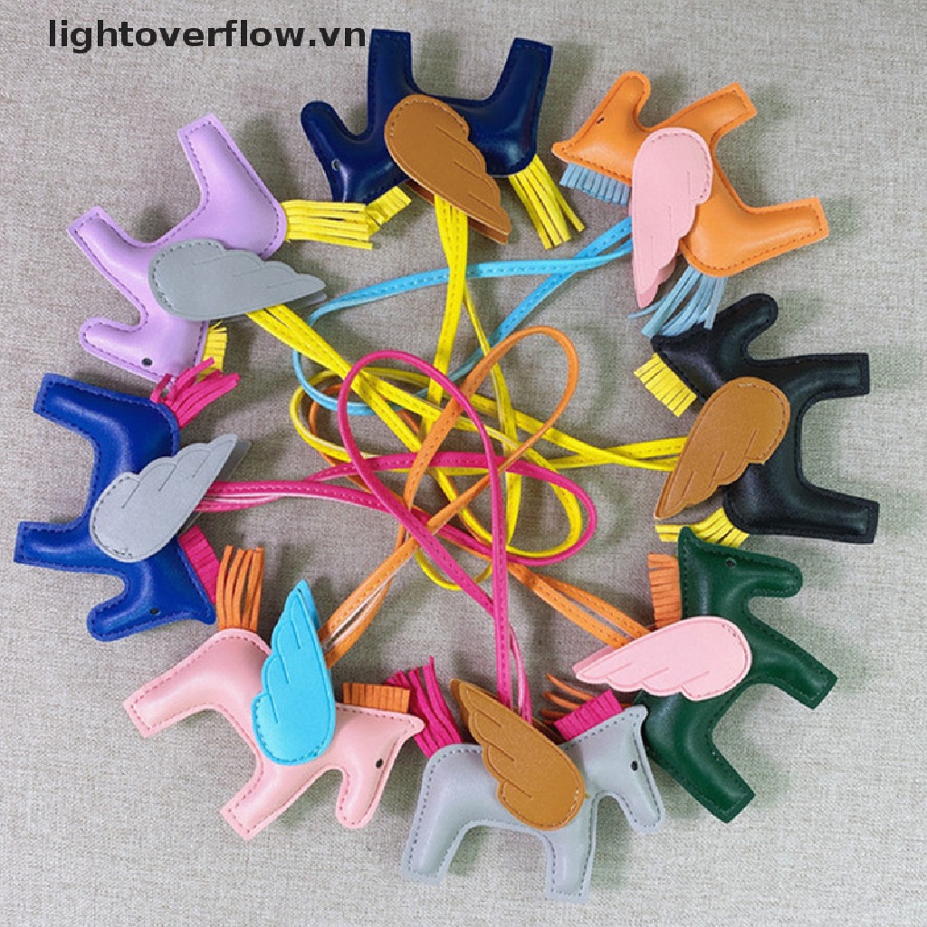 Móc Treo Chìa Khóa Bằng Da PU Hình Ngựa Nhiều Màu Trang Trí Túi Xách Nữ