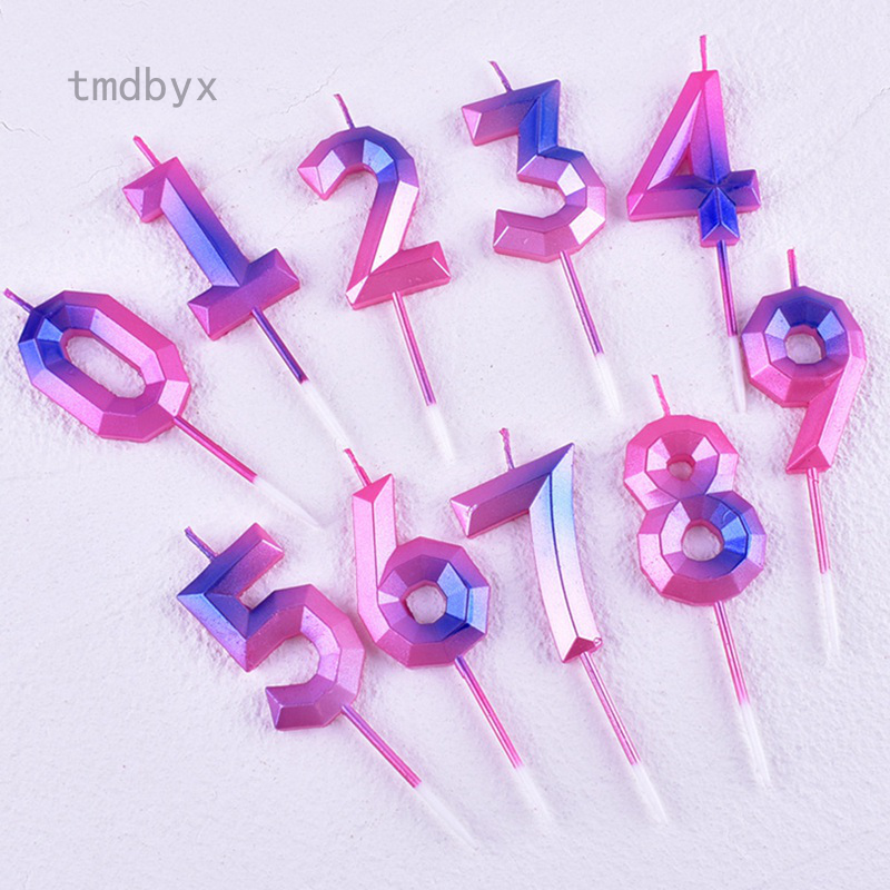 Tmdbyx Cây Nến Hình Số 0-9 Màu Vàng Hồng Trang Trí Bánh Sinh Nhật
