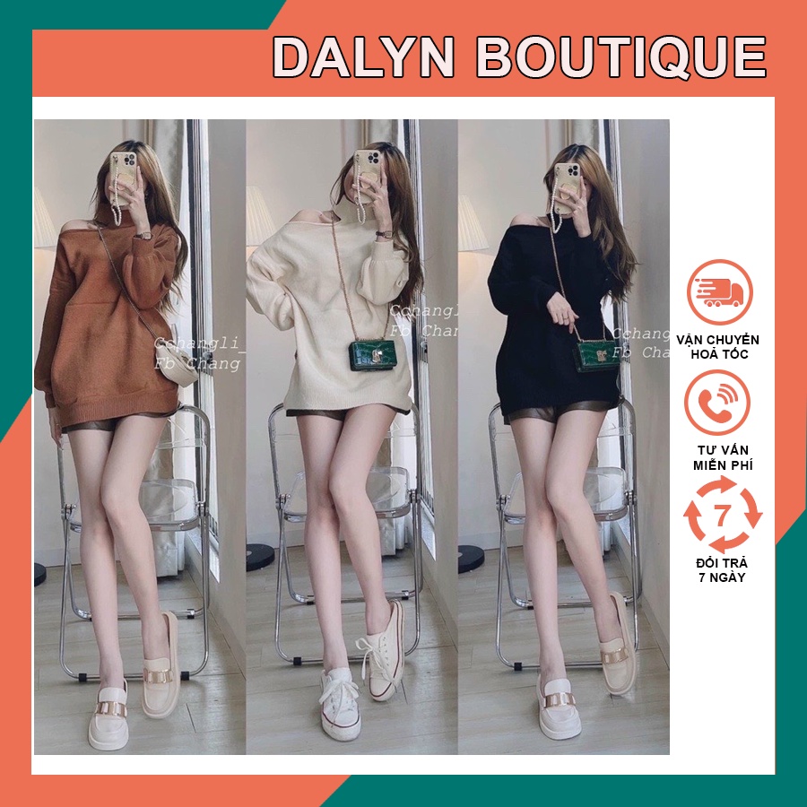 Áo Len Xẻ Vai Form Giấu Quần Siêu Xinh - Phong Cách Hàn Quốc - Hàng Ca0 Cấp