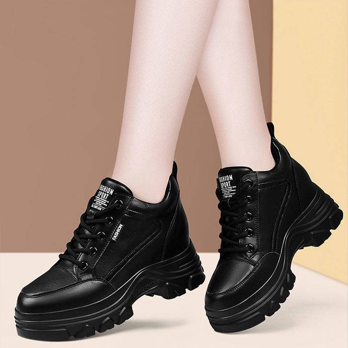 Dép nữ Giày Đen Nâng Chiều Cao Thời Trang Mùa Xuân Dễ Phối Đồ Cho Học Sinh