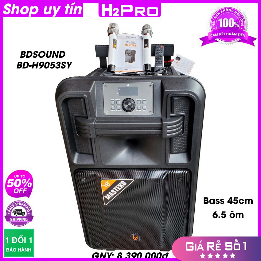 [RẺ VÔ ĐỊCH] Loa kéo công suất khủng BDSOUND BD-H9053SY BASS 45, có điều khiển, tặng 2 micro, hát cực hay, hàng nhập khẩ