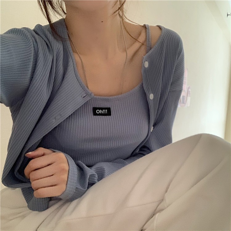 [Mã FAMAYWA giảm 10K đơn 50K] Xiaozhainv Áo Dệt Kim Dài Tay/ Áo Hai Dây Xinh Xắn Cho Nữ | BigBuy360 - bigbuy360.vn