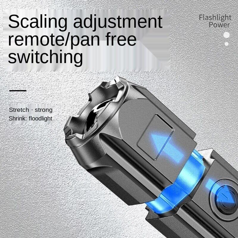 Đèn Pin LED Phóng To Mạnh Đèn Ngoài Trời Gia Dụng Nhỏ Bền Tiện Dụng Sạc Được USB Đường Dài Siêu Sáng Công Suất Cao