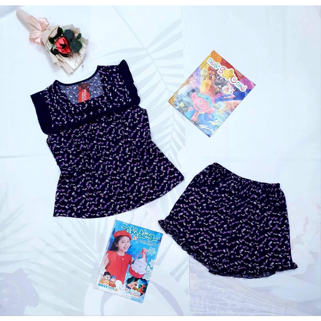 [49kg - 57kg] - Size 2 - Đồ Bộ Mặc Nhà, Đồ Bộ Đùi Nữ Chất Liệu Lụa Tay Cánh Tiên Có Bigsize