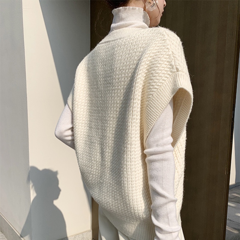 Áo len nữ không tay cổ chữ V thời trang